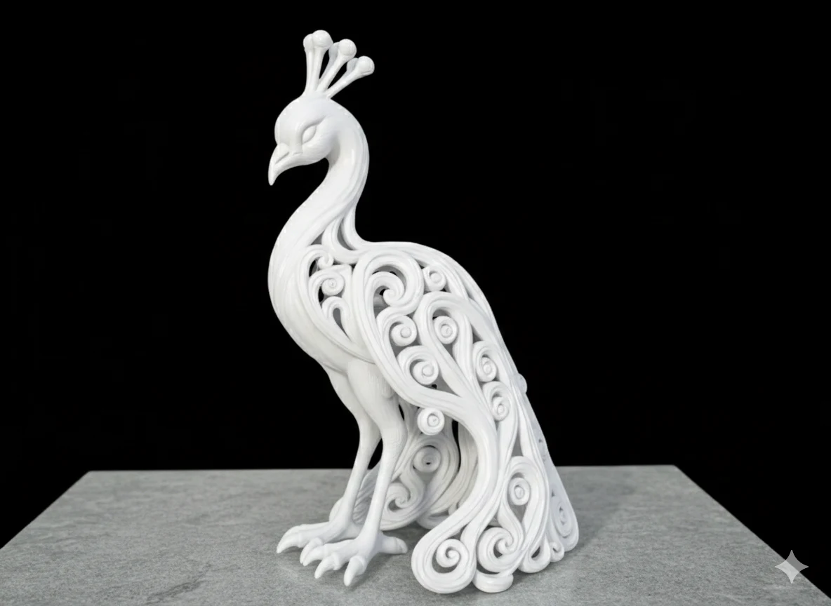 Filigree Peacock Sculpture — Reference image