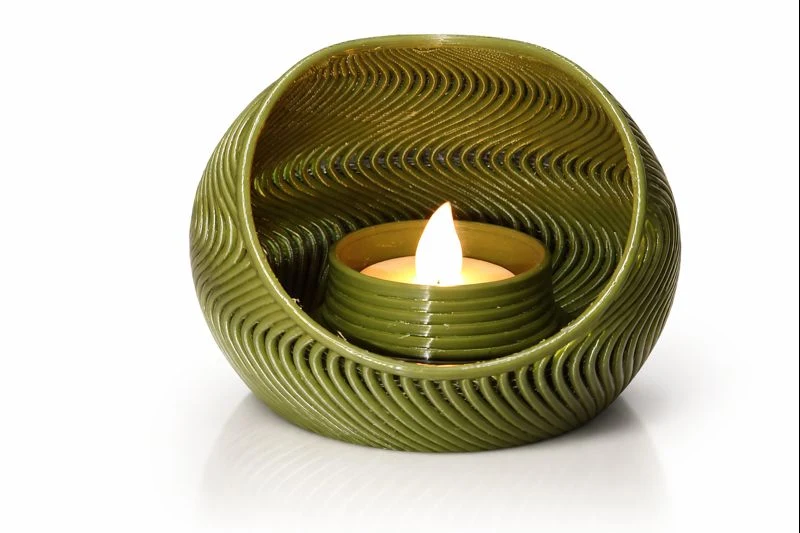Olive Wave LED Tea Light Holder — Reference image